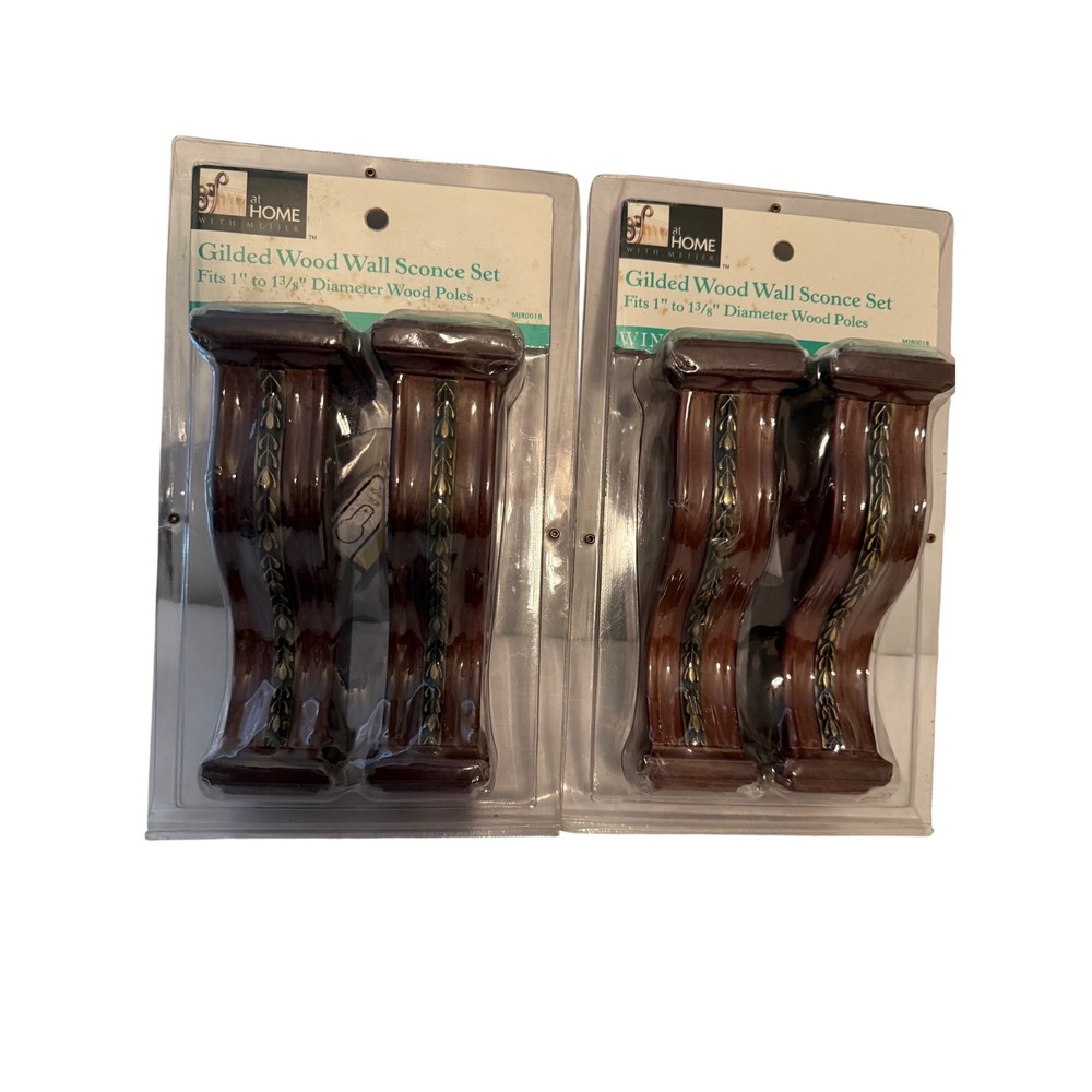 At Home with Meijer Gilded Wood Wall Sconce Set 1 to 1.375 inch Poles 2pk